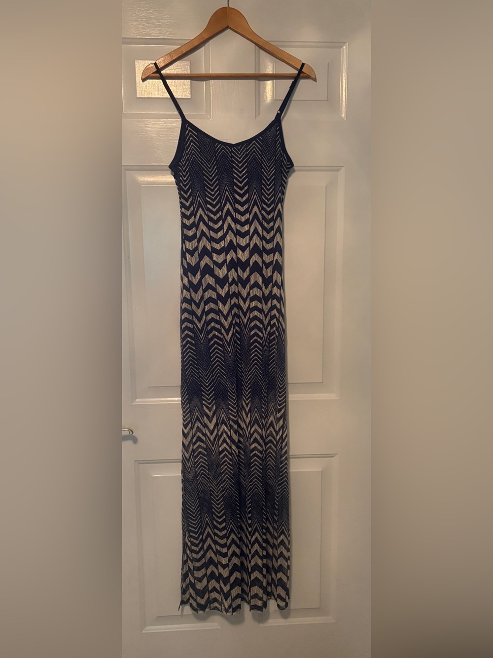 Fire Los Angeles Navy blue and Cream Chevron Maxi Skirt
